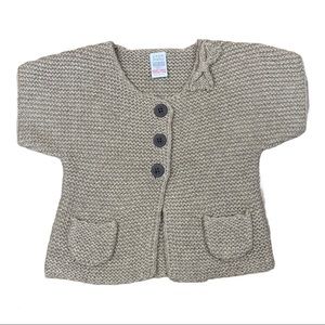 Zara Girls Tan Knit Short Sleeve Open Cardigan With Accent Bow